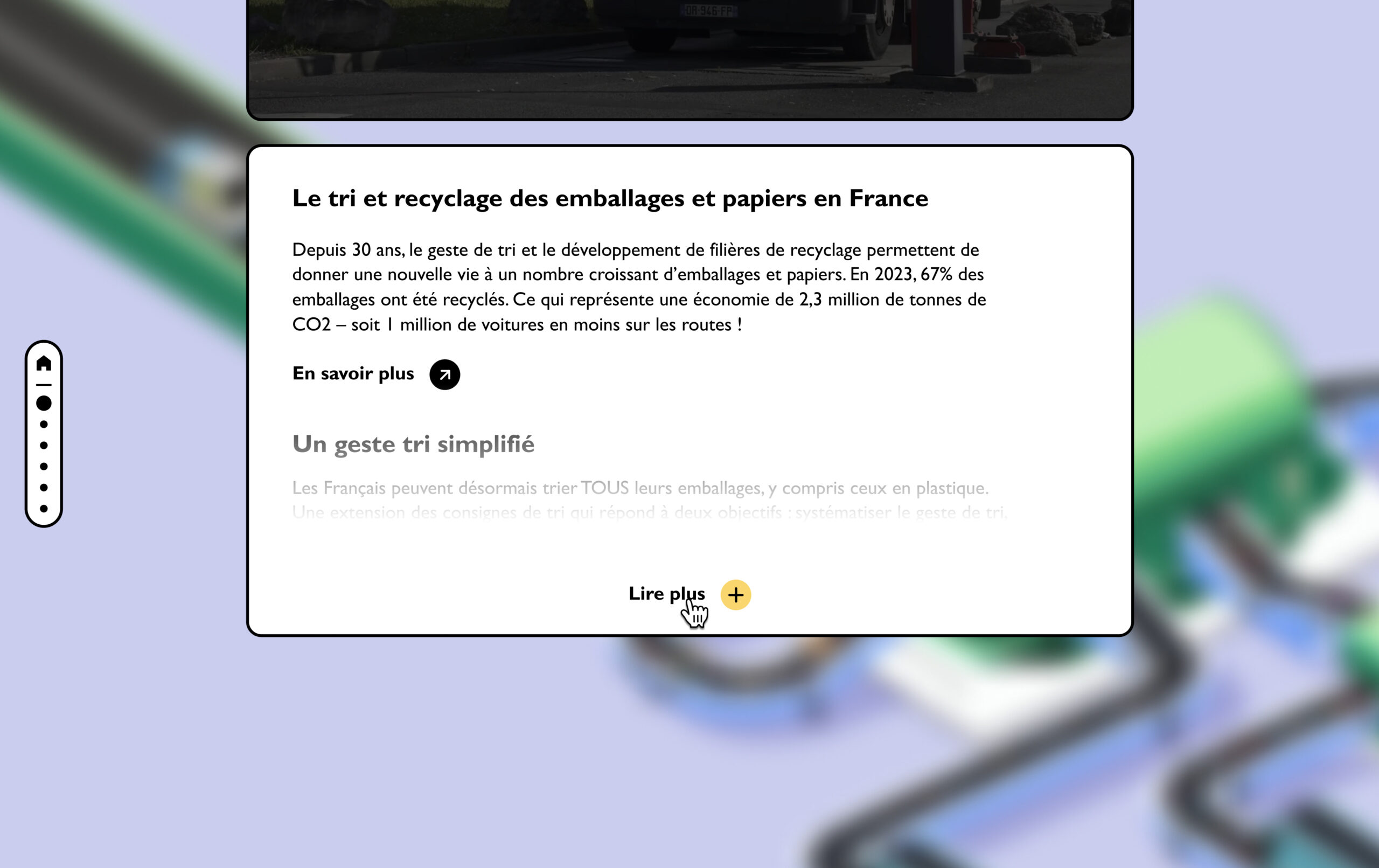 Vue scrollée des contenus d'une étape de la chaîne du tri