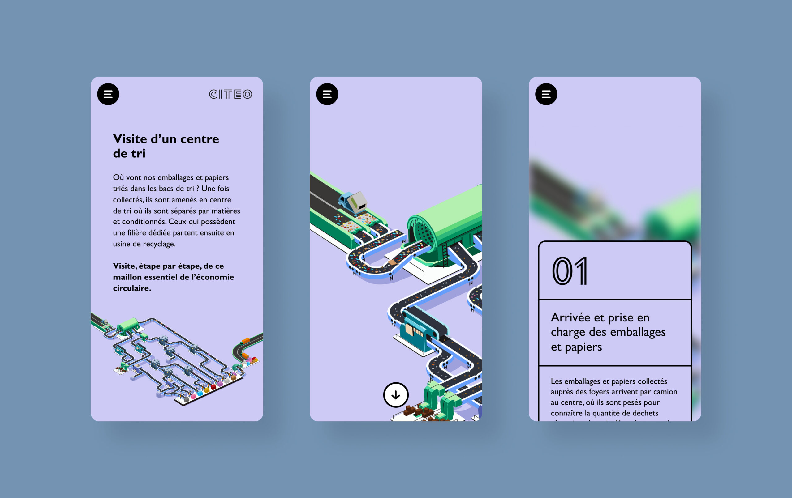 Vues mobiles du centre de tri