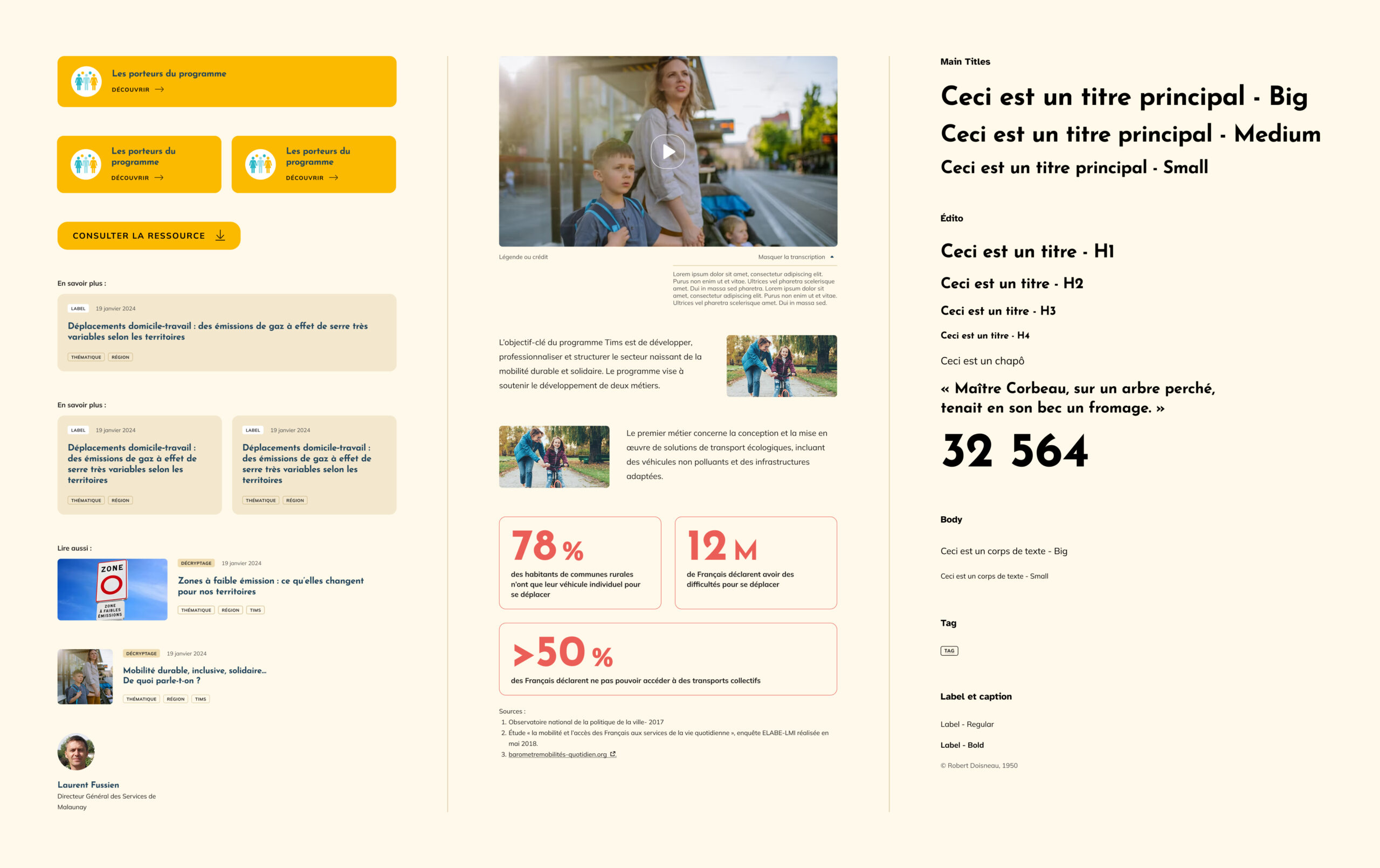 Vue du kit U.I. du site web